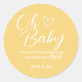 Oh Baby Yellow Baby Dusche Danke Runder Aufkleber