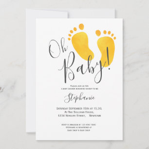 Oh Baby Yellow Baby Feet Babydusche Einladung