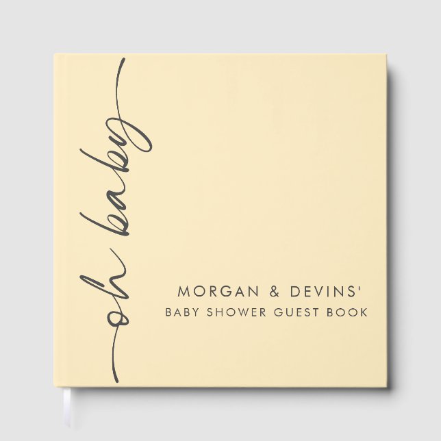 Oh Baby Yellow Baby Shower Guest Book Gästebuch (Vorderseite)
