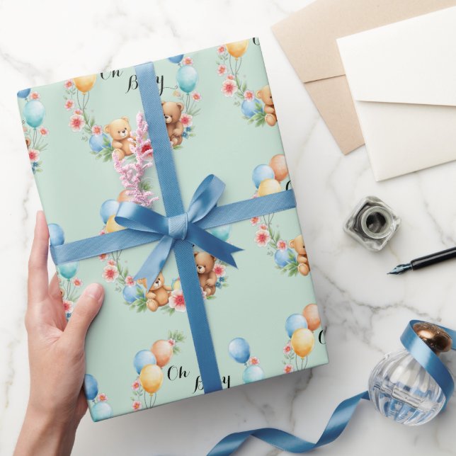 Oh Babyduschtedys und Ballons Geschenkpapier (Schenken)