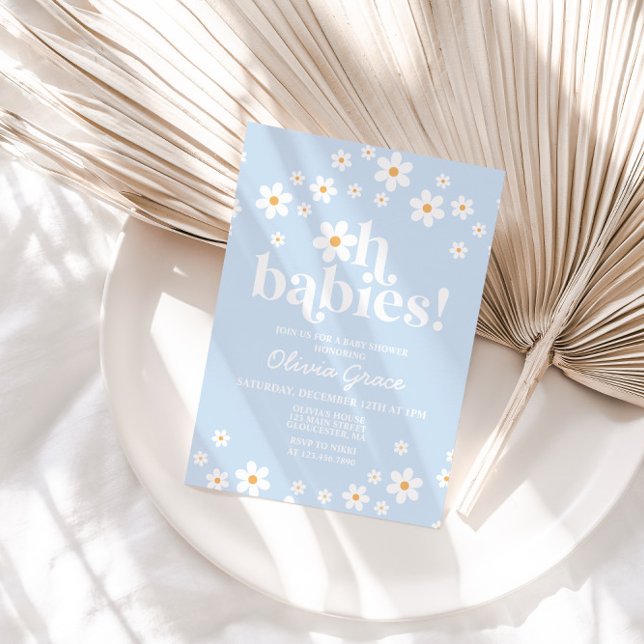 Oh Babys! Daisy blass Blue Baby Dusche Einladung (Von Creator hochgeladen)