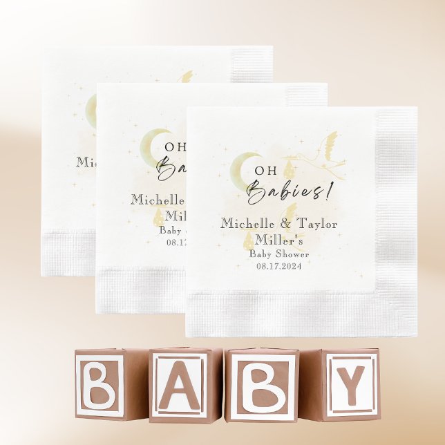 Oh Babys! Neutral Twin Storks Baby Shower Serviette (Von Creator hochgeladen)