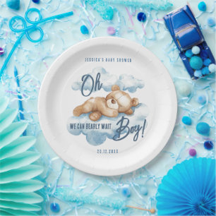 Oh Bärchen Kaum Erwarten Bär Blaue Wolken Babypart Pappteller
