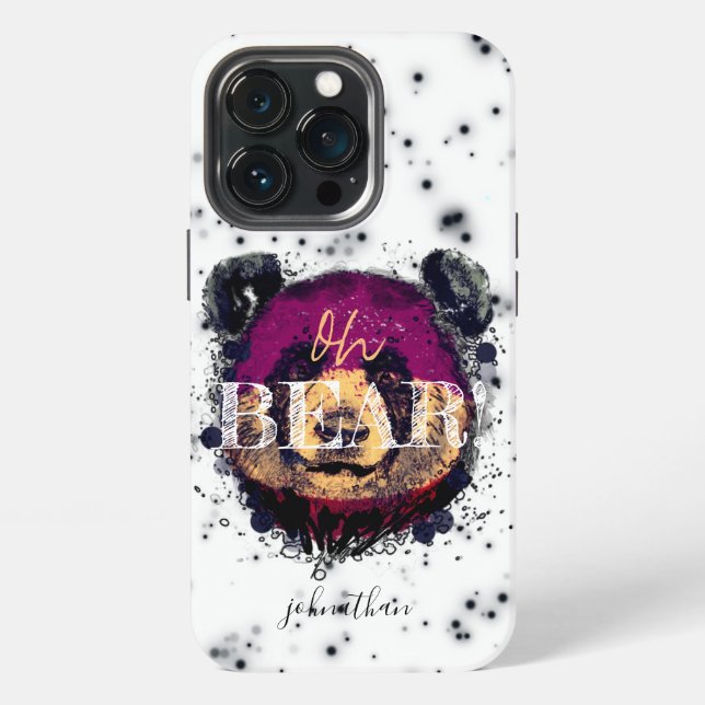 "OH BEAR" | Funny Cool Panda Monogram iPhone 13 Pro Hülle (Hinten)