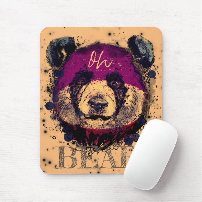 "OH BEAR" | Funny Cool Panda Mousepad (Mit Mouse)