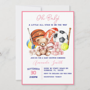 Oh Bébé Invitation à la Baby Shower ALL STAR SPORT