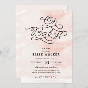 Oh bébé, invitation rose douce de baby shower