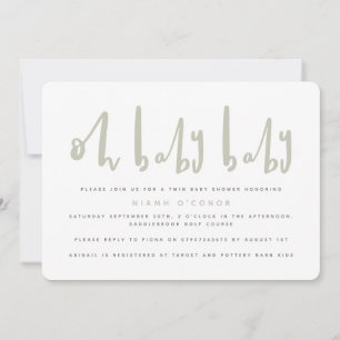 Oh bébé jumeau baby shower invitation