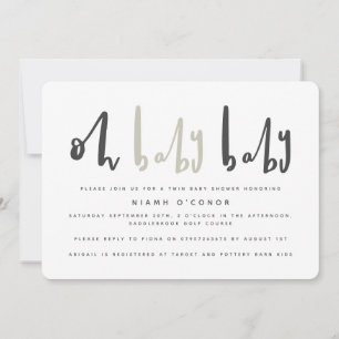 Oh bébé jumeau baby shower invitation