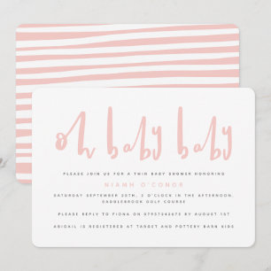 Oh bébé jumeau baby shower invitation