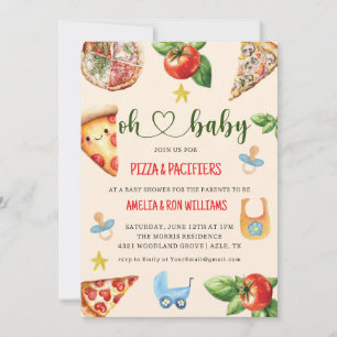Oh Bébé Pizza + Tétines Invitation à la Baby Showe