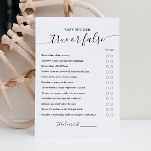 Oh Bébé Vrai ou Faux Carte de jeu pour Baby Shower