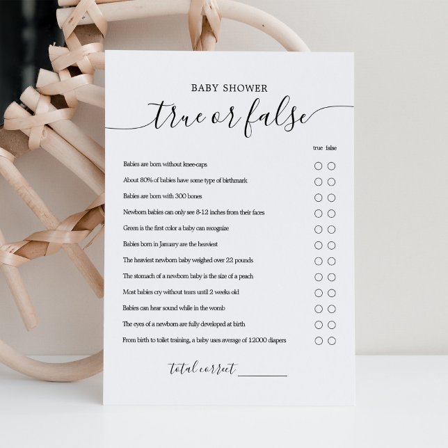 Oh Bébé vrai ou faux jeu Baby shower carte (Créateur téléchargé)