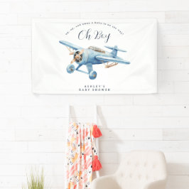 Oh Boy! Adventure Awaits Airplane Boy Baby Shower Banner