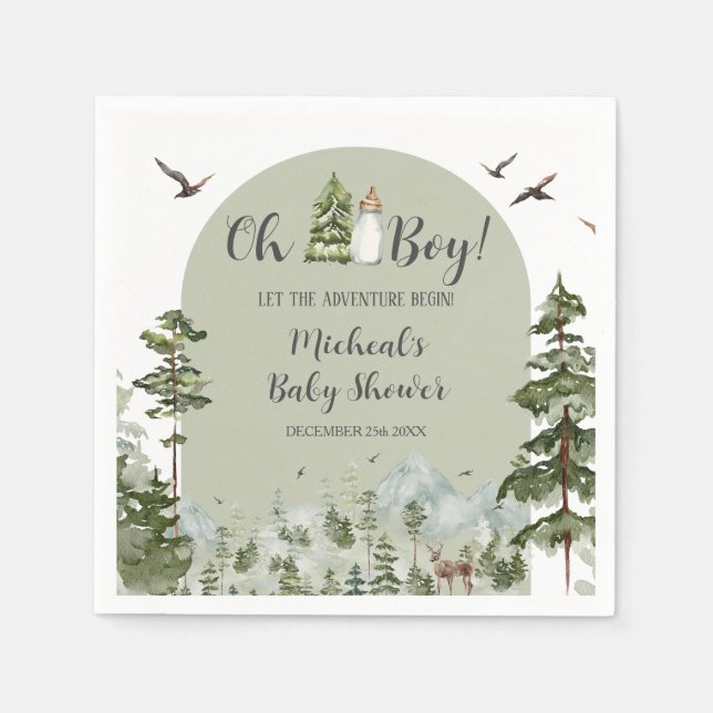 Oh Boy Adventure Pine Forest Baby Shooting Paper Serviette (Vorderseite)