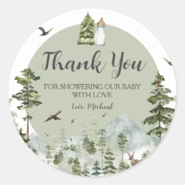 Oh Boy Adventure Pine Forest Danke Runder Aufkleber