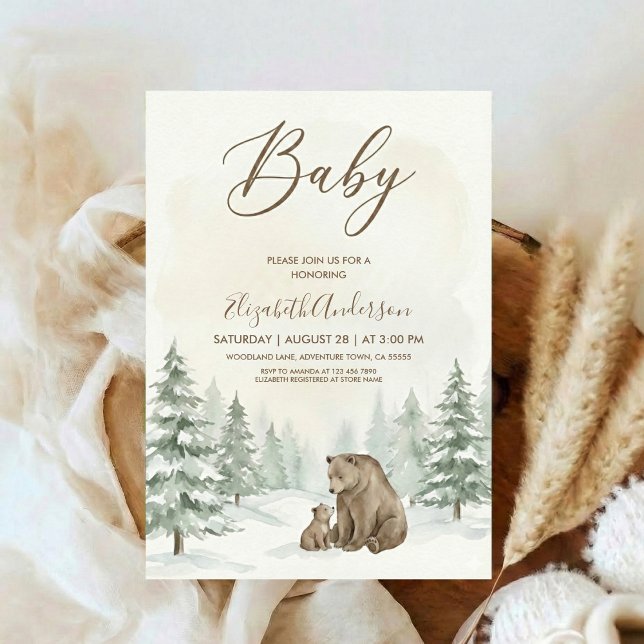 Oh Boy Adventure Woodland Bear Baby Shower Einladung (Von Creator hochgeladen)