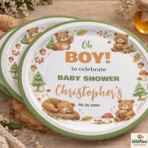 Oh Boy Aquarell Wald Bär Baby Shower