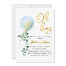 Oh Boy Baby Blue Balloon Eucalyptus Babydusche