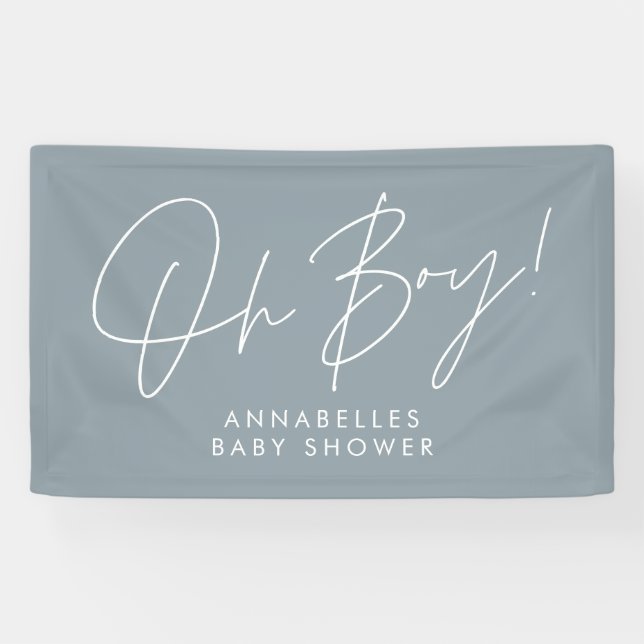 Oh Boy Baby Dusche Drehbuch moderne Baby Blue eleg Banner (Horizontal)