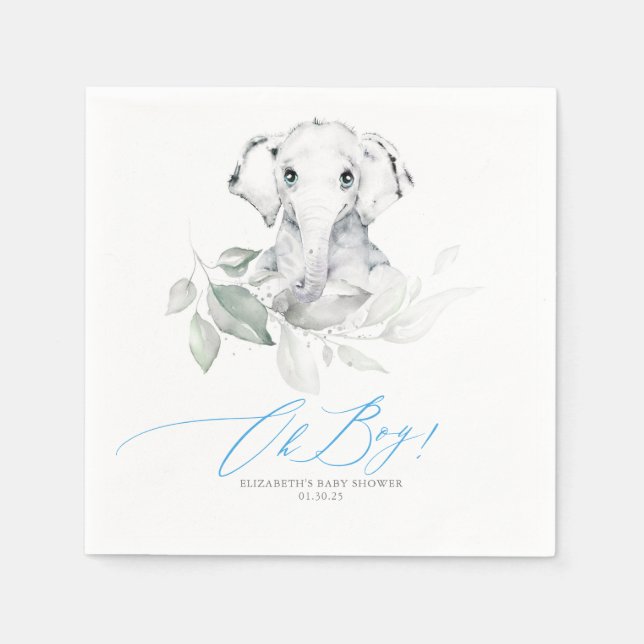 Oh Boy Baby Dusche Elephant Greenerie Serviette (Vorderseite)
