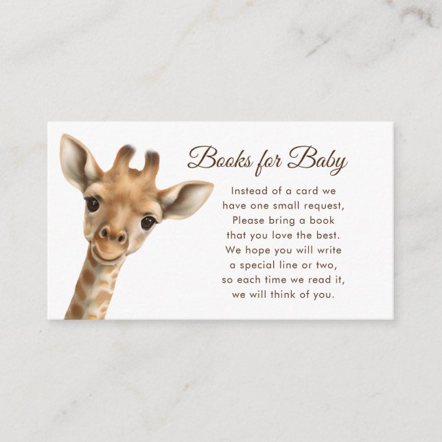 Oh Boy Baby Giraffe Bücher für Baby Dusche Begleitkarte (Vorderseite)