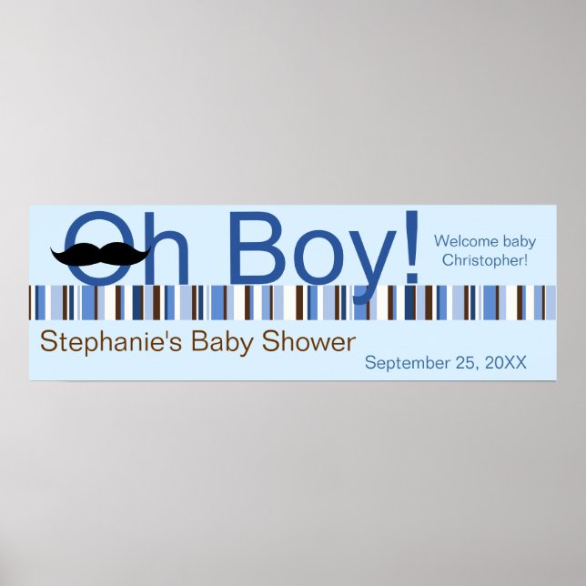Oh Boy Baby Shower Banner Poster (Vorne)