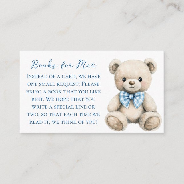 Oh Boy Baby Shower Book Request Card Begleitkarte (Vorderseite)
