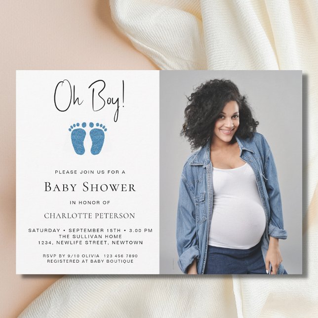 Oh Boy Baby Shower Foto Einladung (Von Creator hochgeladen)