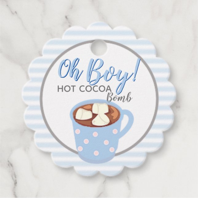 Oh Boy Baby Shower | Heiße Kakaombe Geschenkanhänger (Vorderseite)