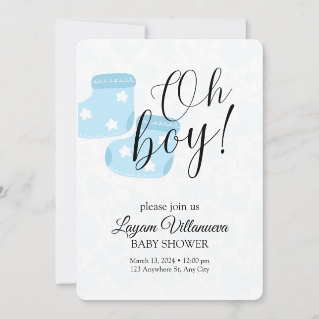 "Oh Boy" Baby Shower Invitation  (Devant)