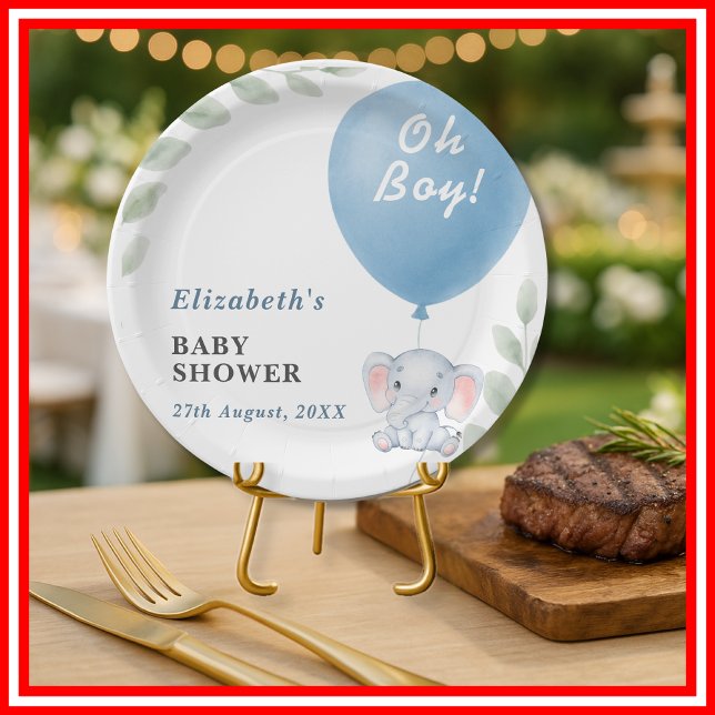 Oh Boy Baby Shower | Modern Pappteller (Von Creator hochgeladen)