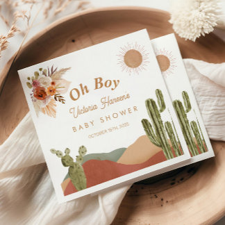 Oh Boy Baby Shower Southwestern Cactus Desert Serviette