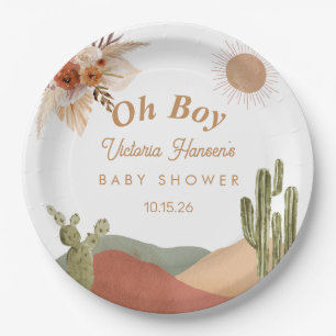 Oh Boy Baby Shower Südwestliche Arizona-Wüste Pappteller