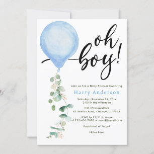 Oh Boy Ballon Grün eucalyptus Baby Dusche Inv Einladung