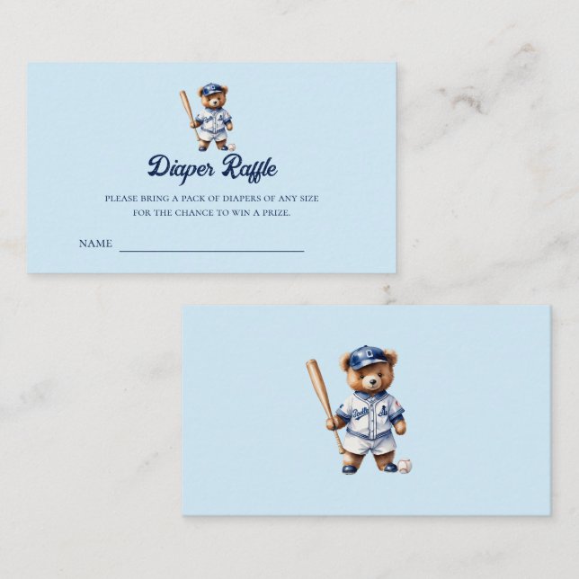 Oh Boy Baseball Baby Dusche Windeln Raffel Tickets Begleitkarte (Vorne/Hinten)