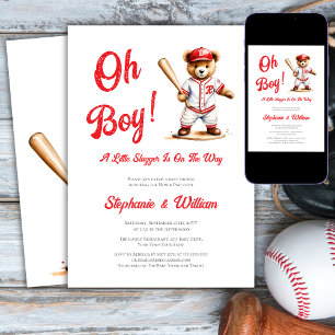 Oh Boy Baseball  Babyparty Süßer Bär Einladung