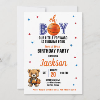 Oh Boy Basketball Thema jedes Alter Geburtstag Einladung