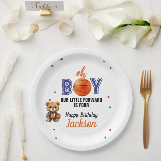 Oh Boy Basketball Theme Birthday Pappteller (Hochzeit)