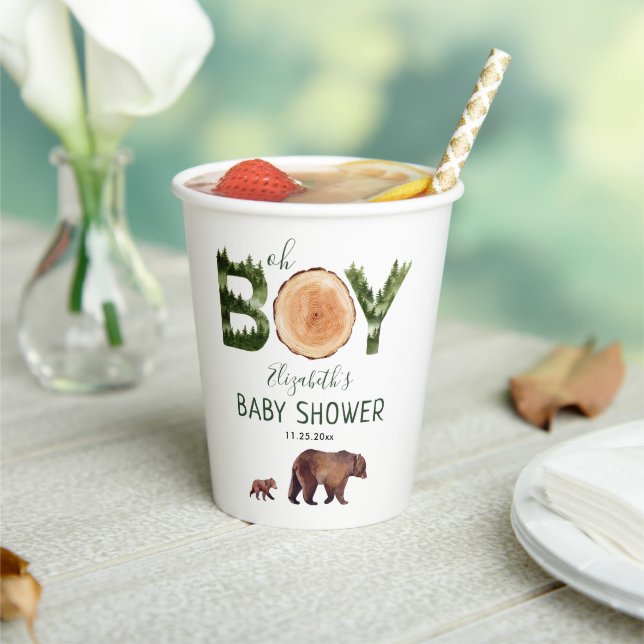 Oh Boy Bear Baby Dusche Pappbecher (In Situ)