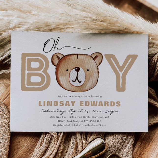 Oh Boy Bear Baby shower Invitation (Créateur téléchargé)