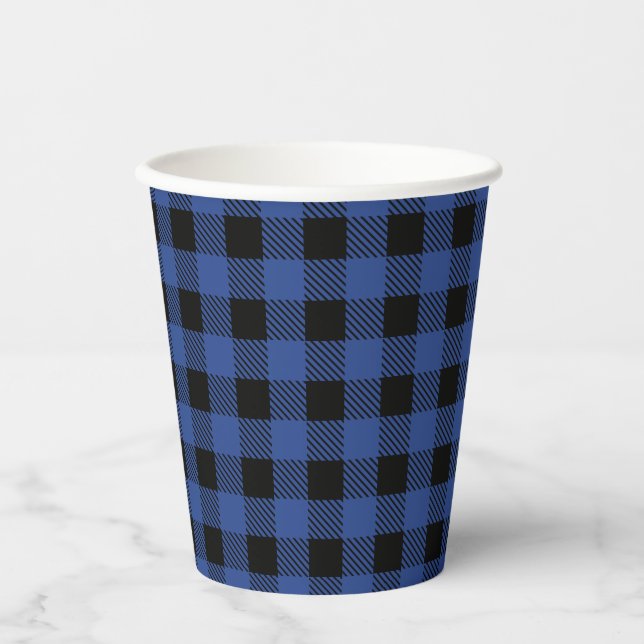 Oh Boy Bear Blue Buffalo Kariert Baby Dusche Pappbecher (Vorderseite)