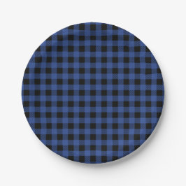 Oh Boy Bear Blue Buffalo Kariert Baby Dusche Pappteller