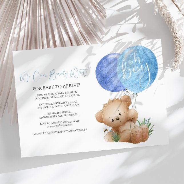 Oh Boy Bear & The Bee Baby shower Invitation (Créateur téléchargé)