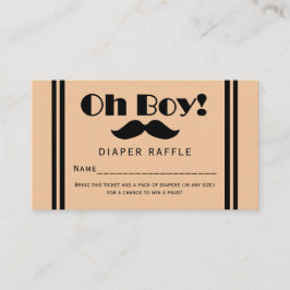 Oh Boy Black Mustache Baby Diaper Raffle Ticket Begleitkarte