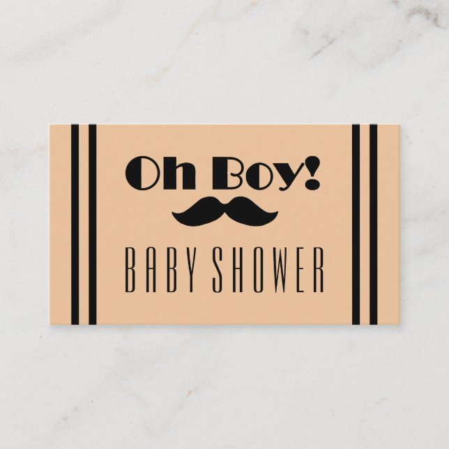 Oh Boy Black Mustache Baby Showeinlage Einladung (Vorderseite)