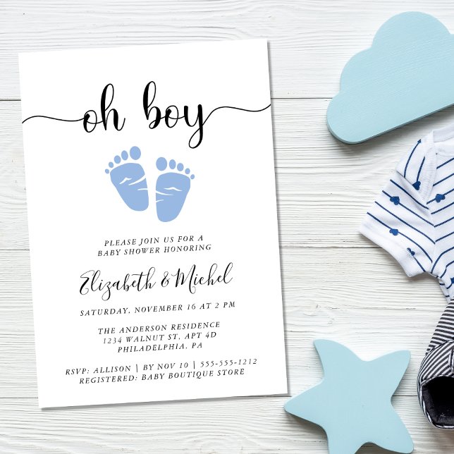 Oh, Boy Blue Baby Feet Couples Dusche Einladung (Von Creator hochgeladen)