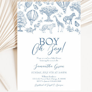 Oh Boy Blue Chinoiserie Safari Baby Dusche Einladung