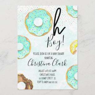 Oh Boy Blue Donut Theme Baby Dusche Einladung