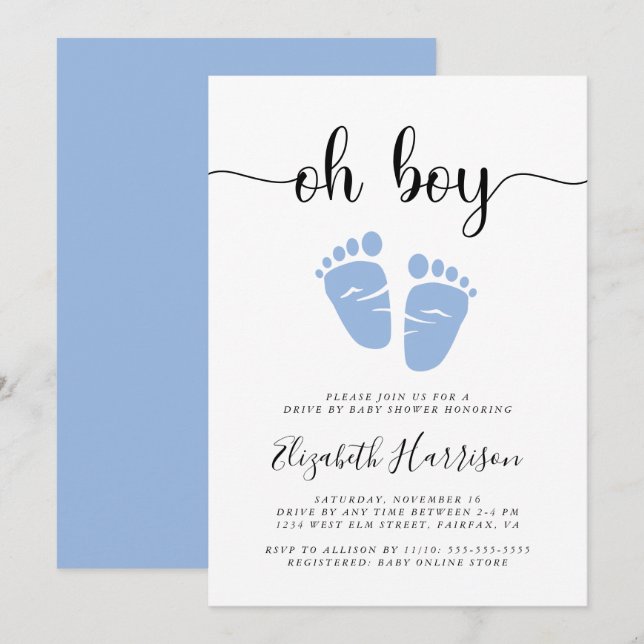 Oh, Boy Blue Drive by Baby Dusche Einladung (Vorne/Hinten)